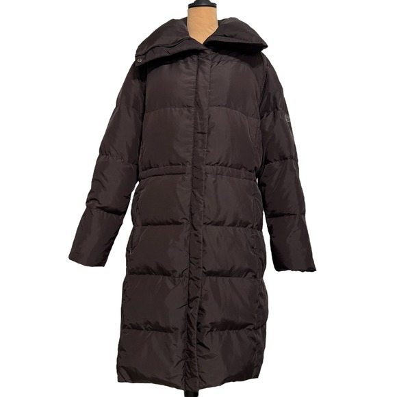 Calvin Klein Brown Maxi Length Puffer Coat Full Zip Size XL - Picture 1 of 9